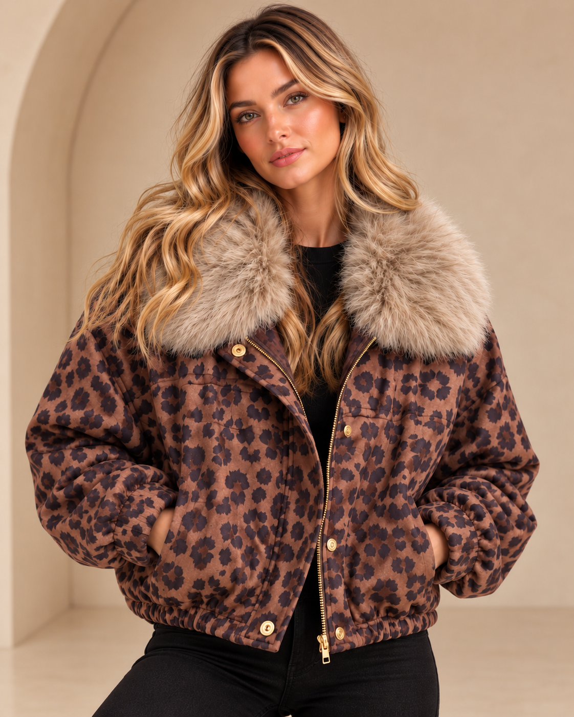Roxie Suede Faux Fur Lined Bomber Jacket