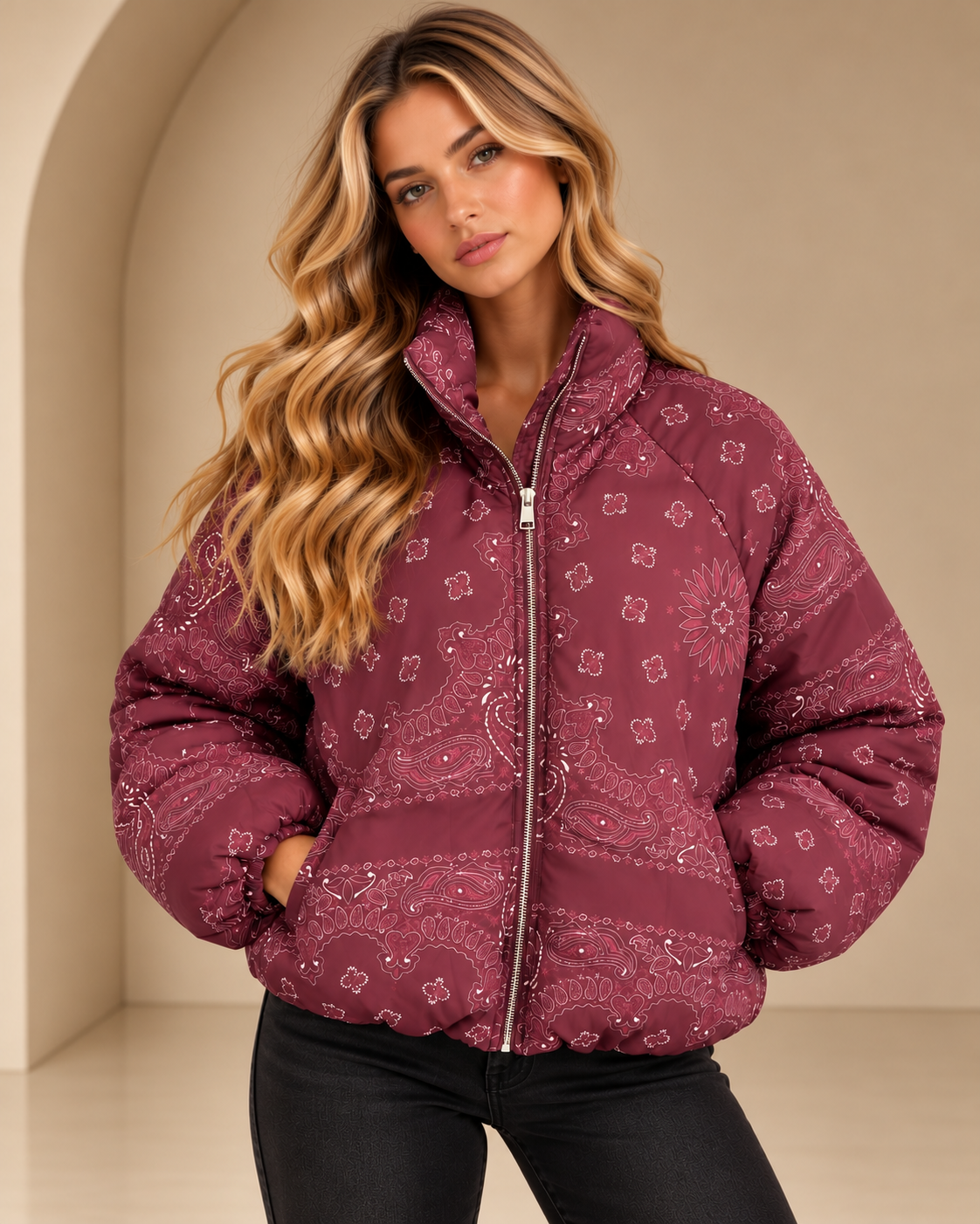 Billie Bandana Print Puffer Jacket