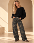 Lily Camo Barrel Leg Jeans (size down)
