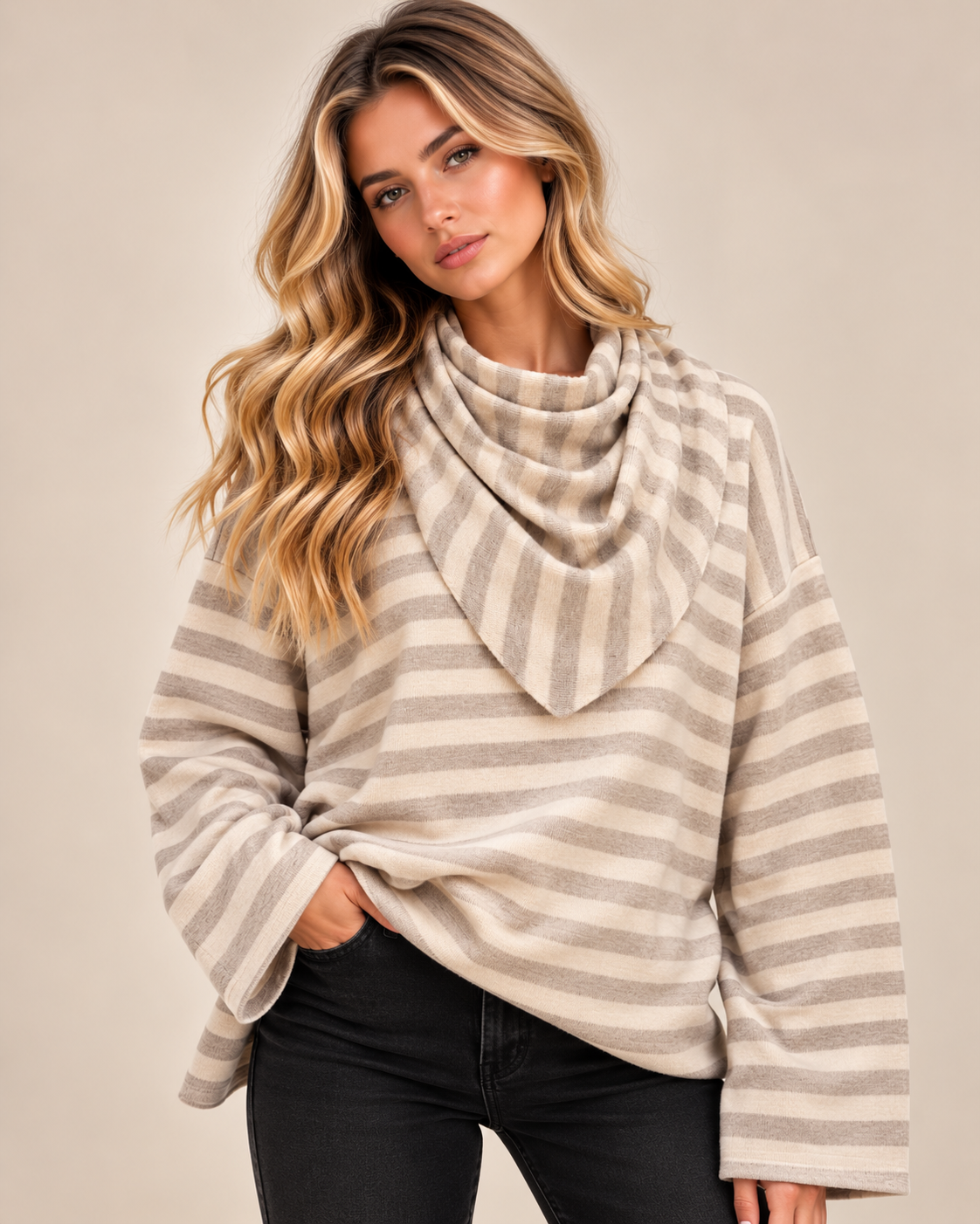 Clara Striped Jumper with Matching Scarf