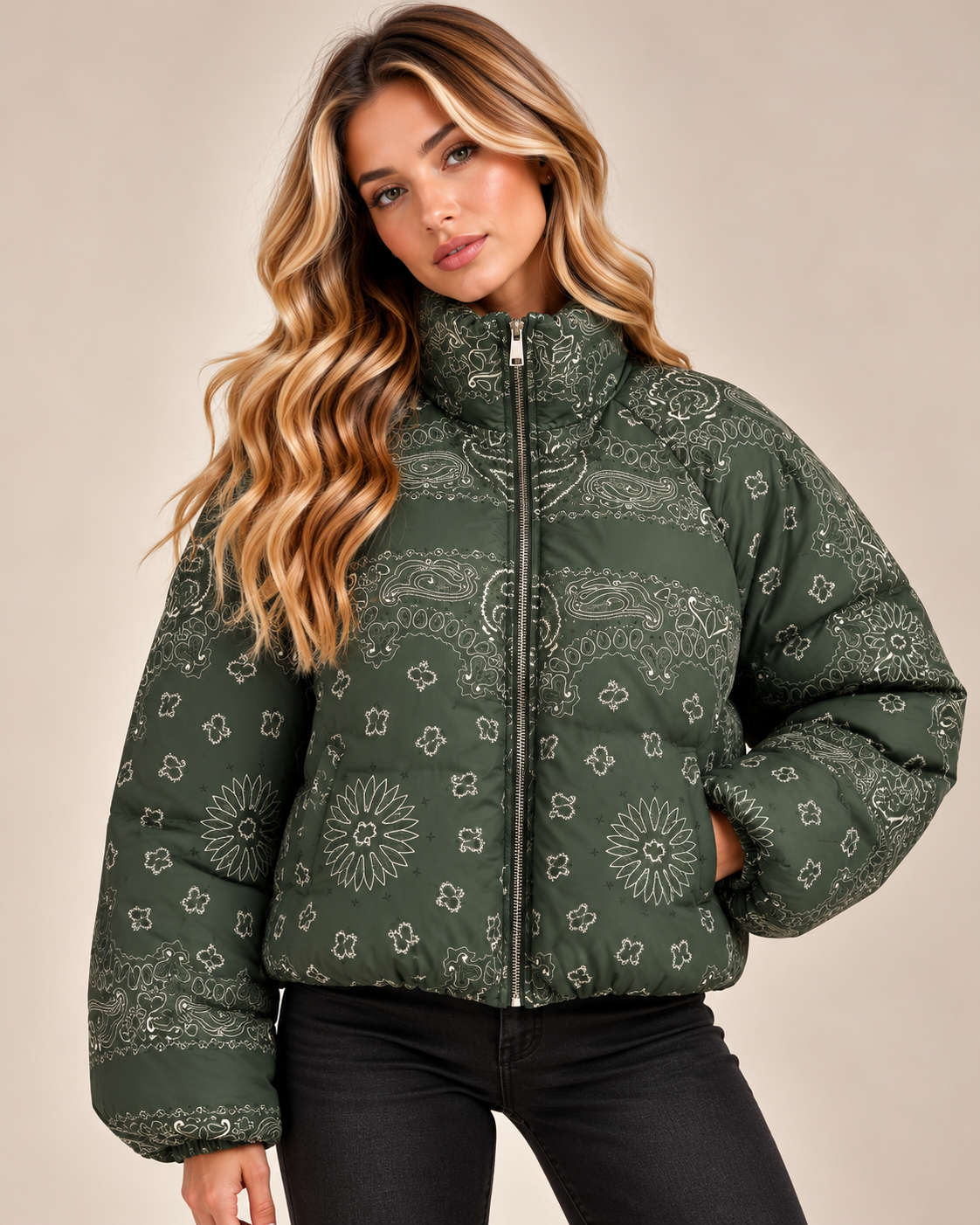 Billie Bandana Print Puffer Jacket