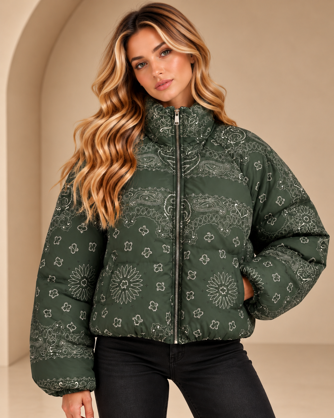 Billie Bandana Print Puffer Jacket