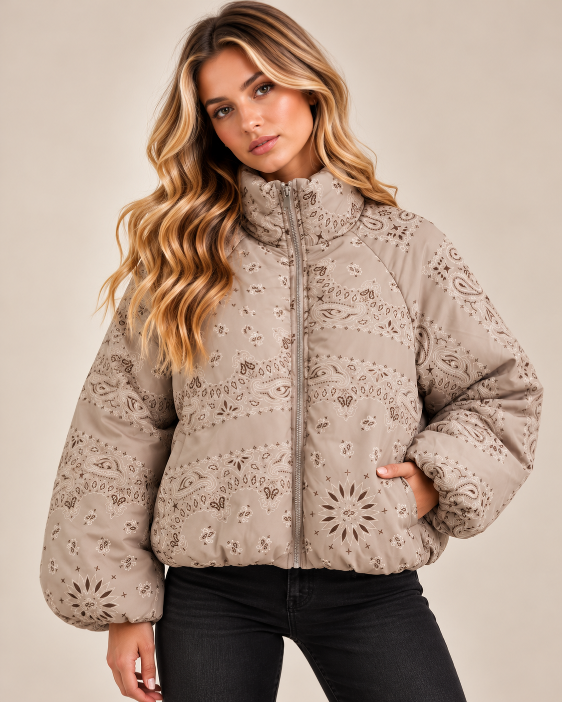Billie Bandana Print Puffer Jacket