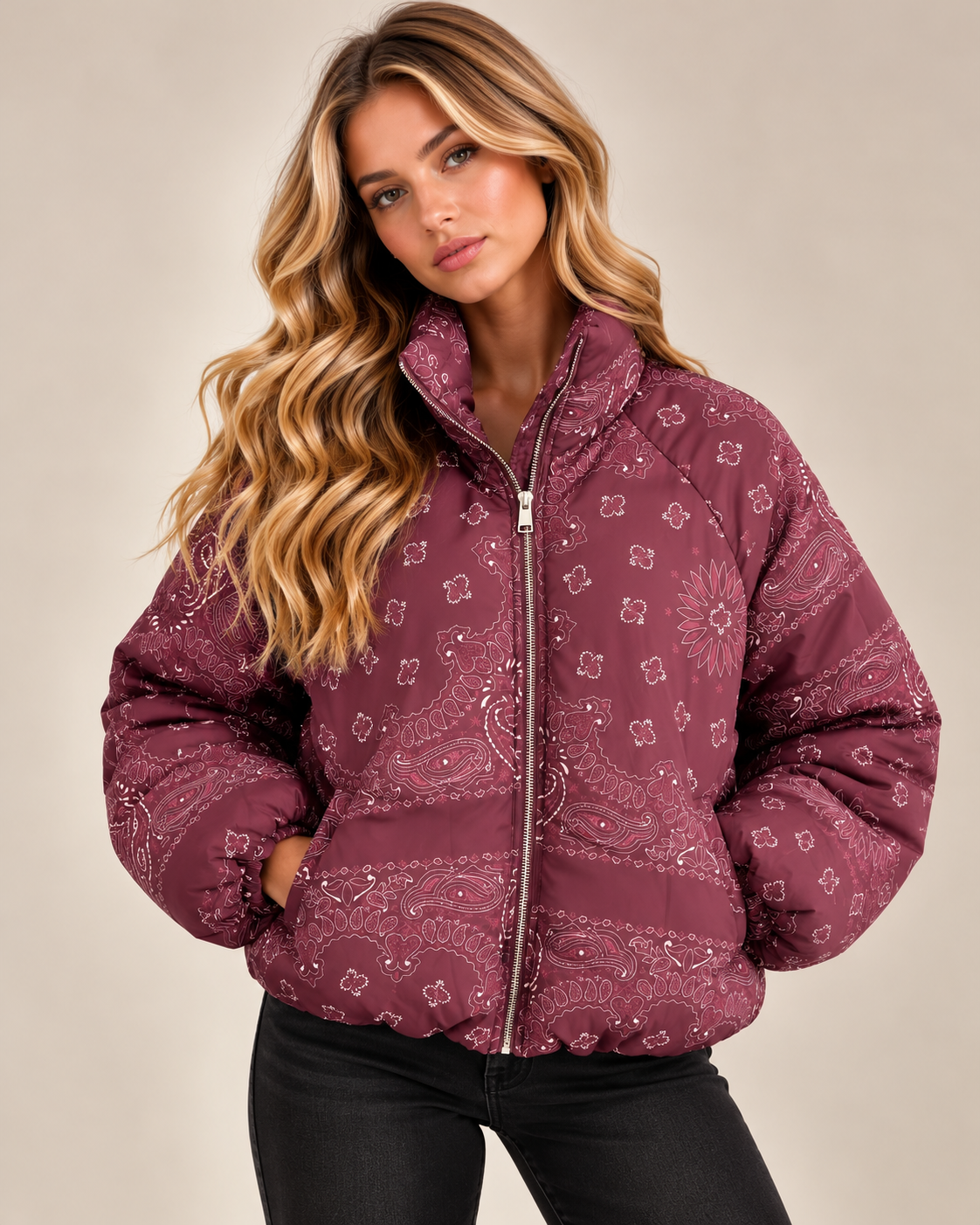 Billie Bandana Print Puffer Jacket
