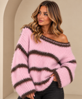 Poppy Cosy Stripe Off Shoulder Jumper