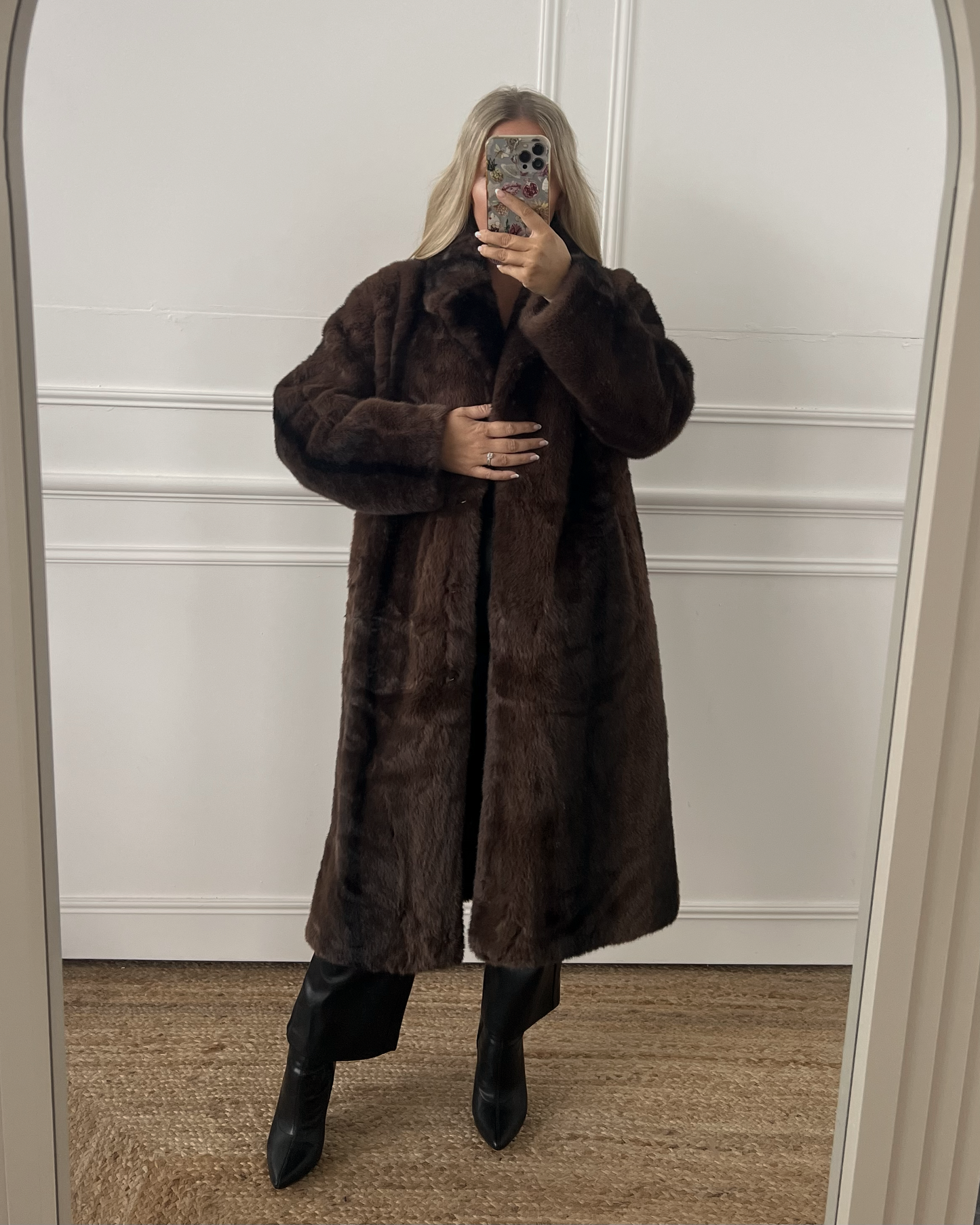 PLUSH FAUX FUR MIDI COAT