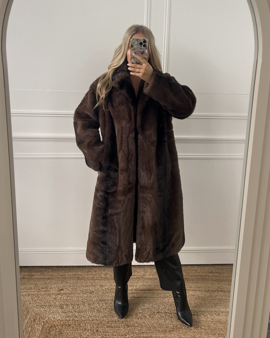 PLUSH FAUX FUR MIDI COAT