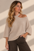 Asymmetric Cut-Out Alpaca Knit Jumper