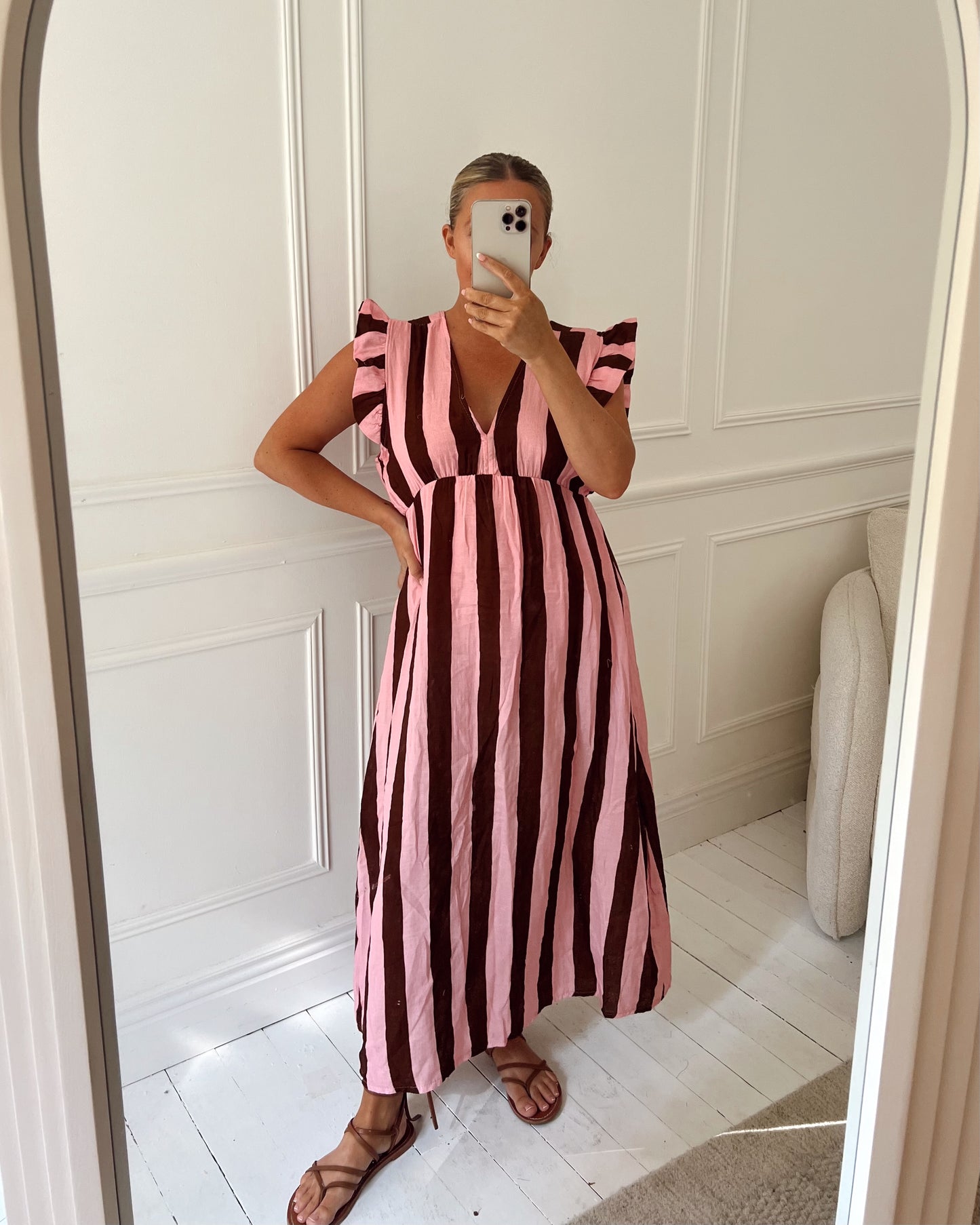 THICK STRIPE CHEESECLOTH COTTON DRESS
