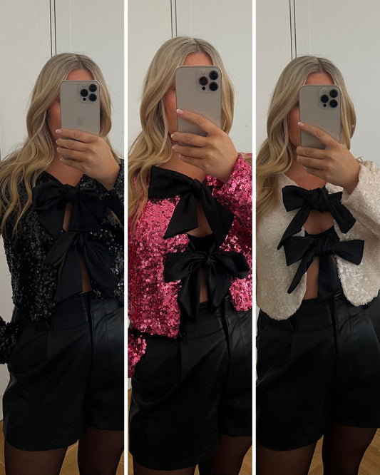 SEQUIN BOW TIE TOPS