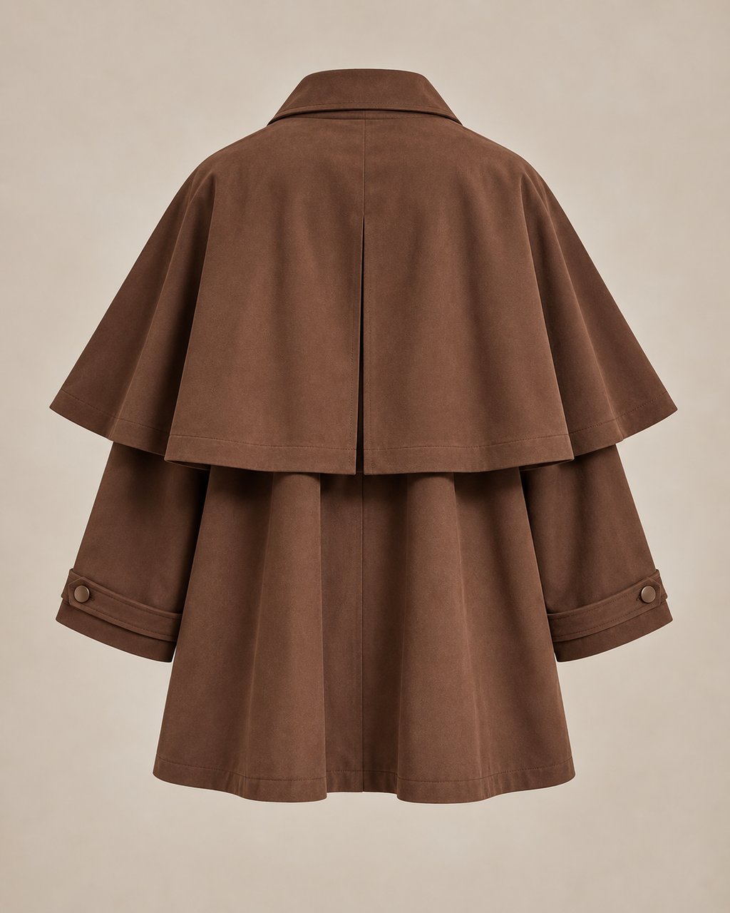 Sienna Brown Cape Detail Oversized 100% Cotton Coat