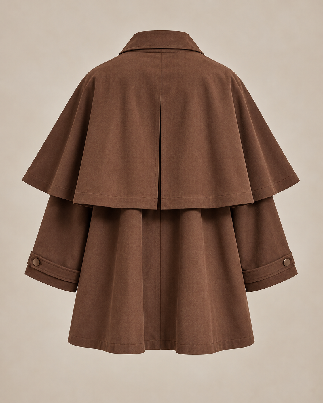 Sienna Brown Cape Detail Oversized 100% Cotton Coat