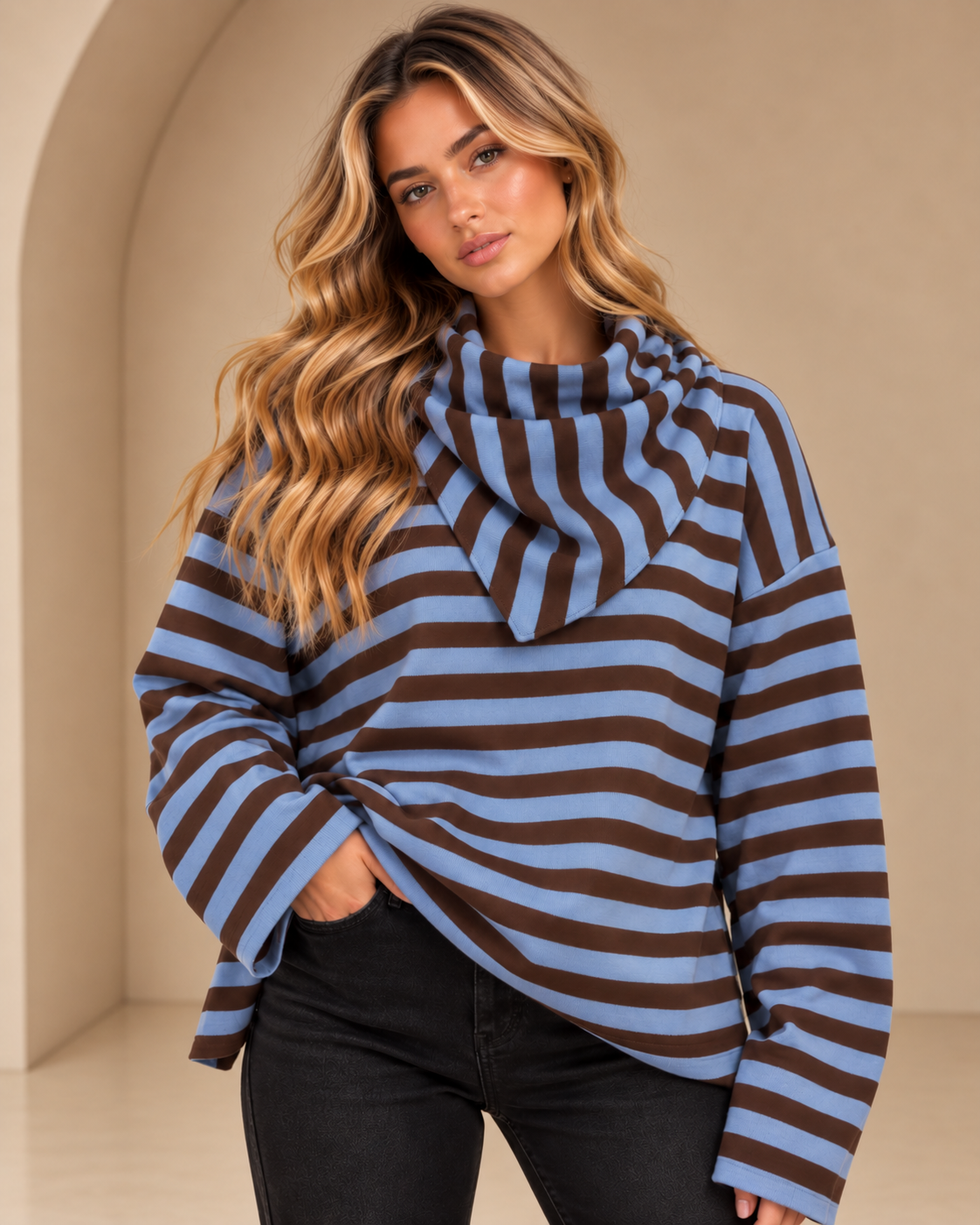 Clara Striped Jumper with Matching Scarf