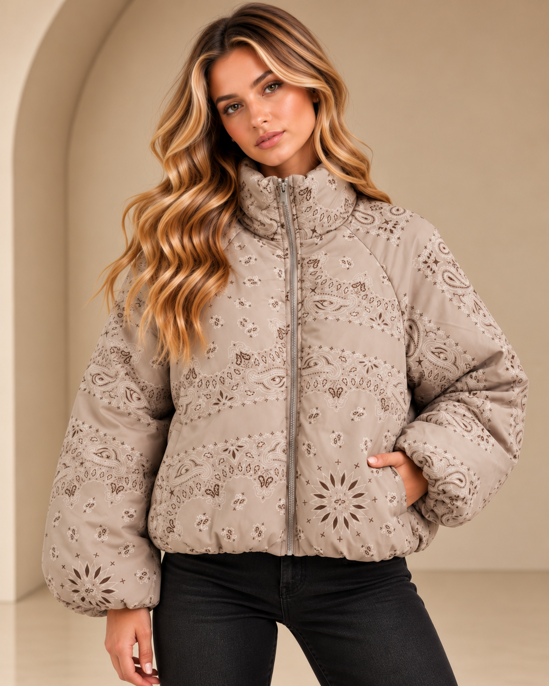 Billie Bandana Print Puffer Jacket