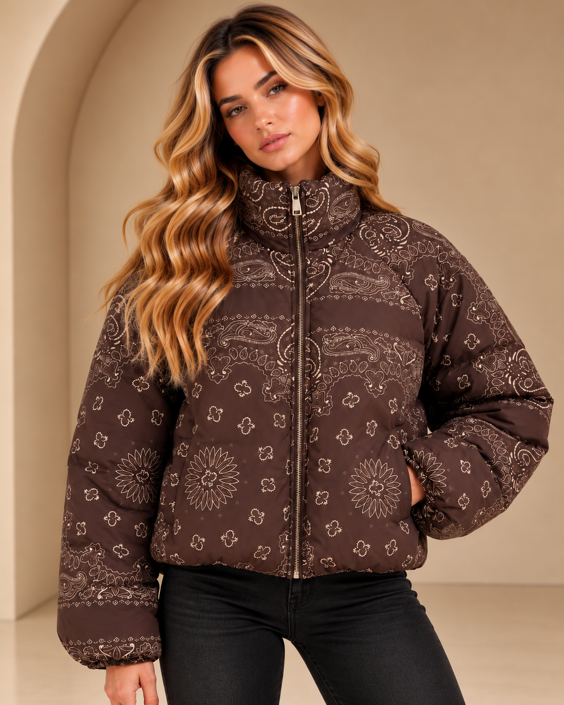 Billie Bandana Print Puffer Jacket