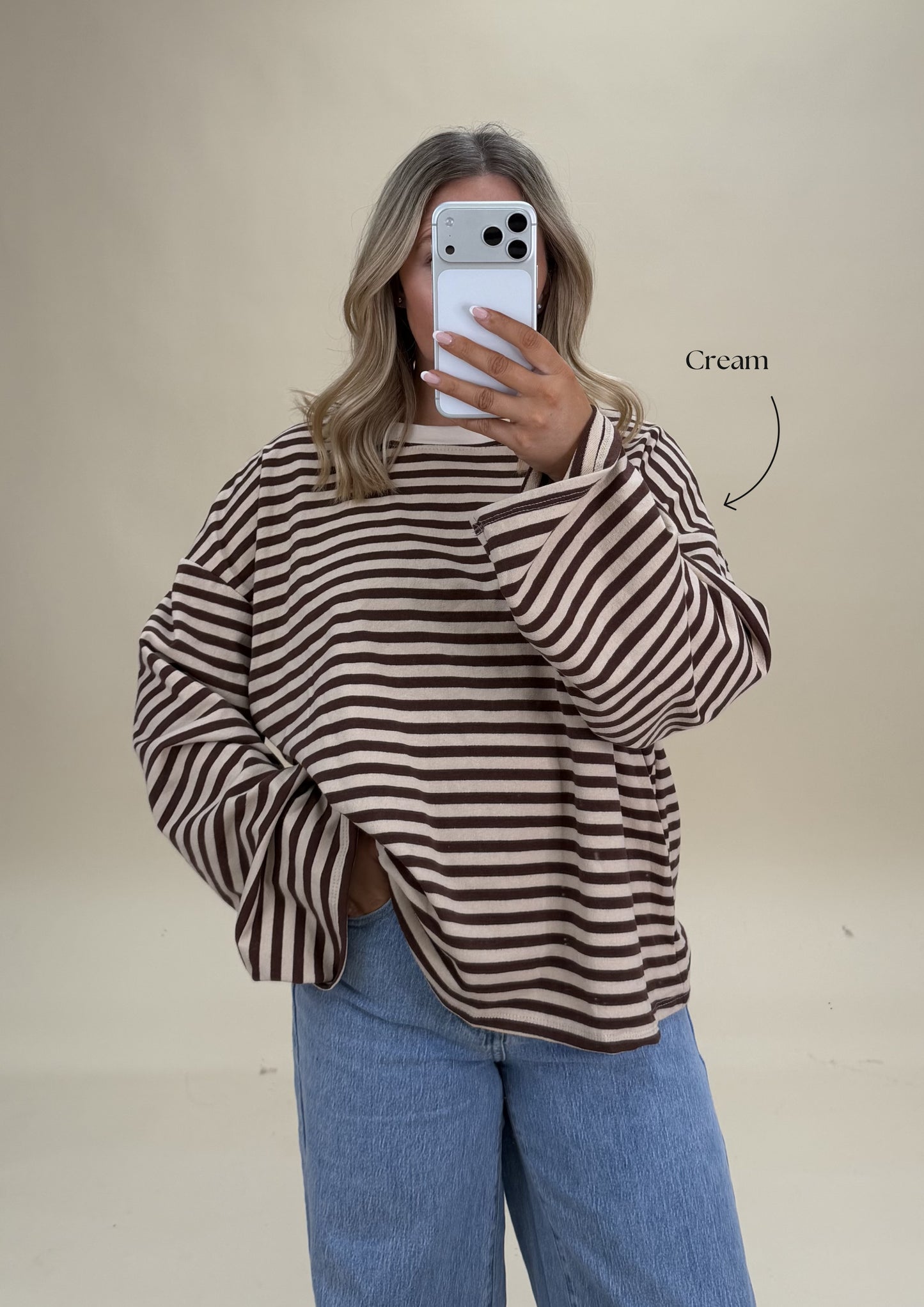 Oversized Stripe Cotton Top - Relaxed Fit