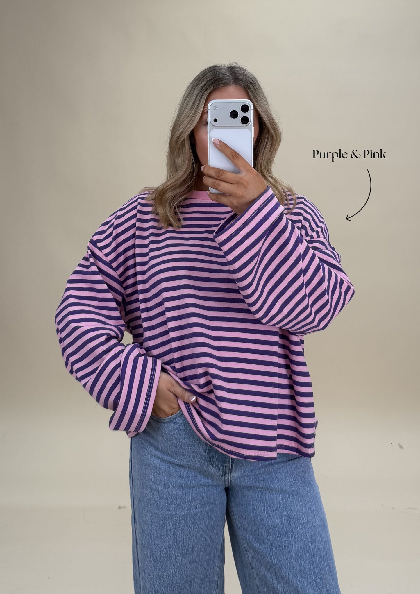 Oversized Stripe Cotton Top - Relaxed Fit