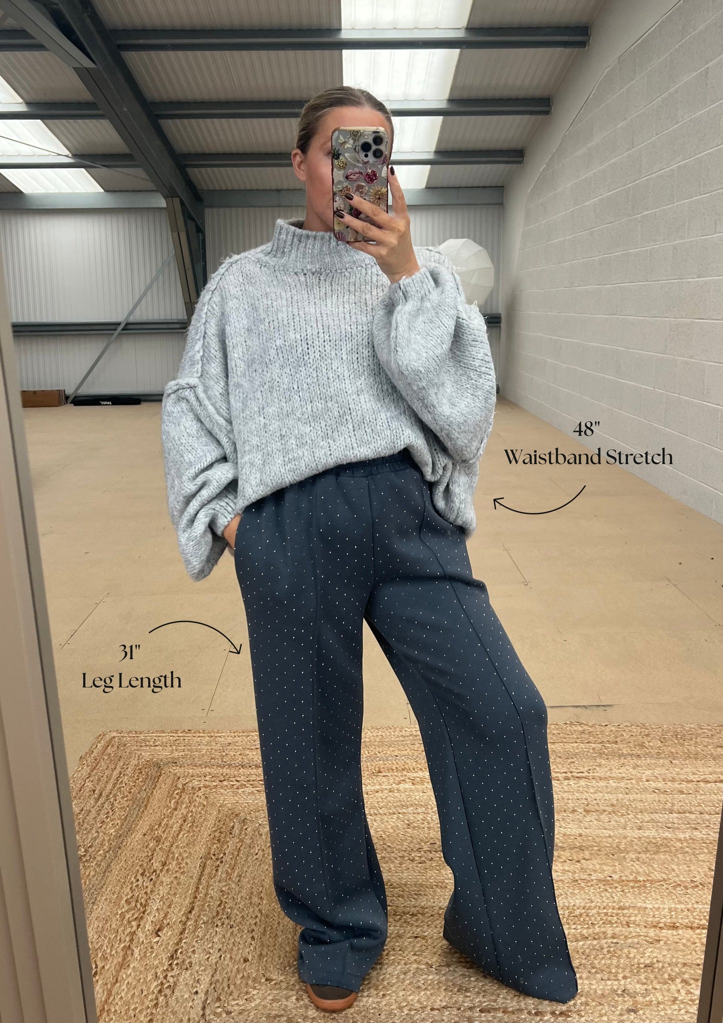 PIN TUCK STUD TROUSERS