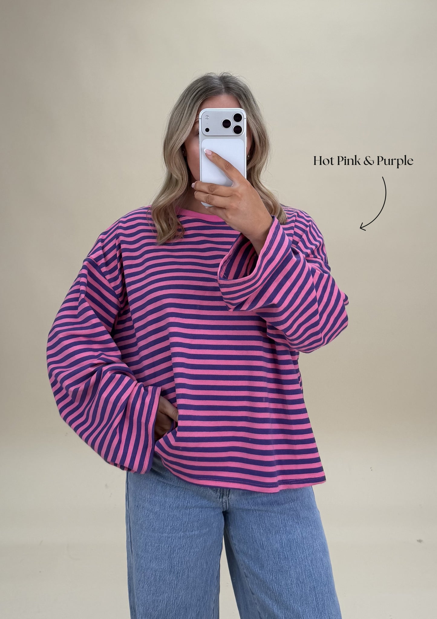 Oversized Stripe Cotton Top - Relaxed Fit