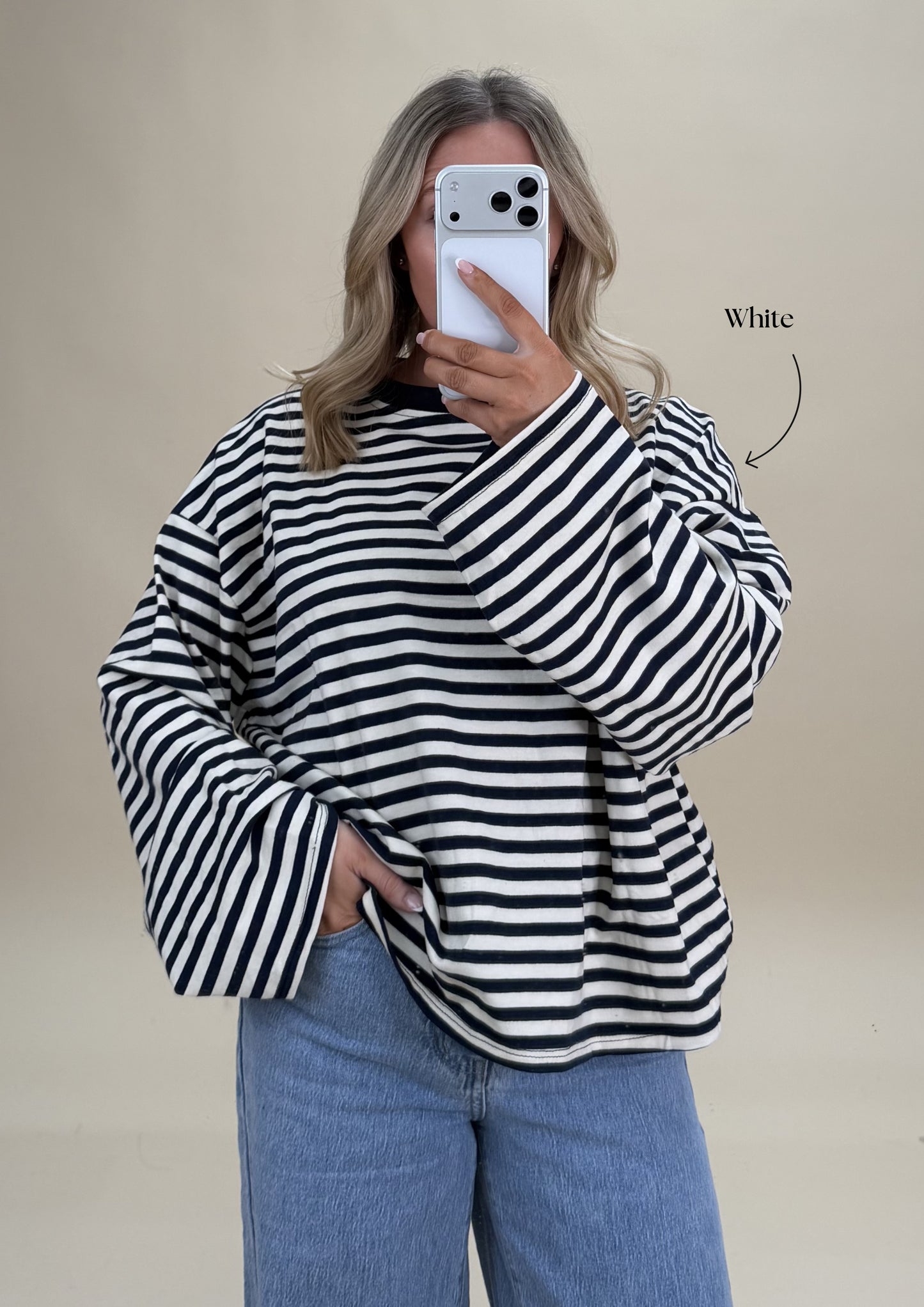 Oversized Stripe Cotton Top - Relaxed Fit