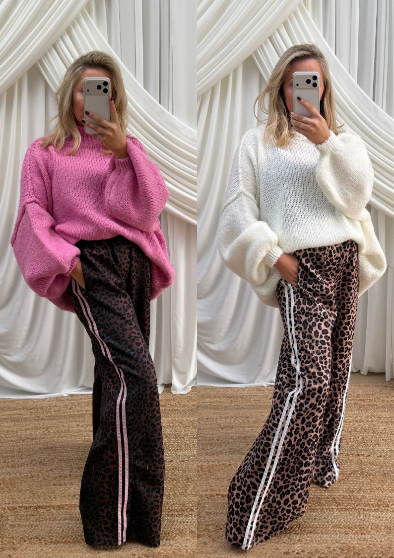 LEOPARD SIDE STRIPE TRACK PANT