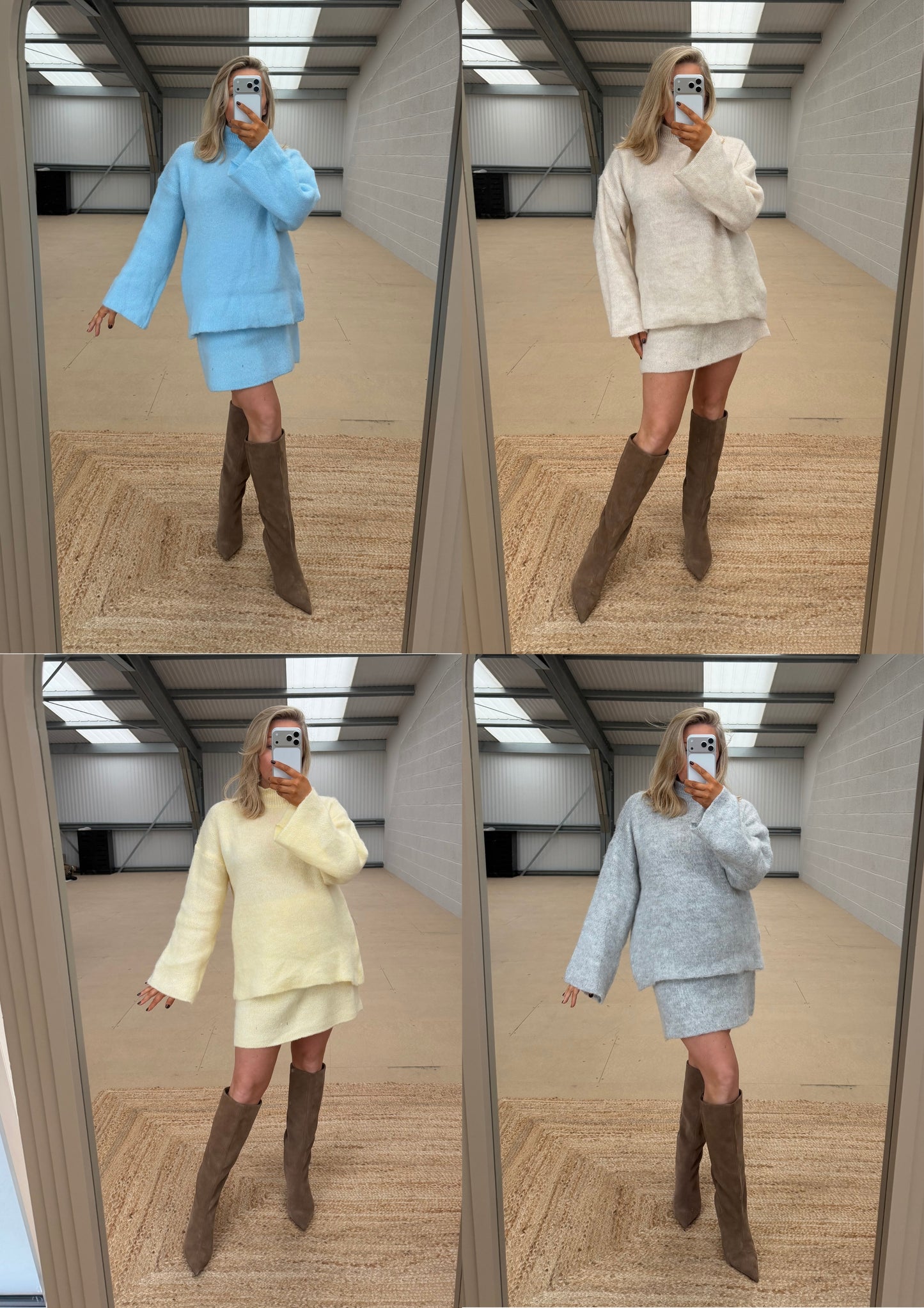 PLAIN KNITTED CO-ORD SKIRT & JUMPER SET