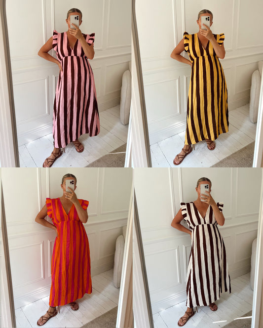 THICK STRIPE CHEESECLOTH COTTON DRESS
