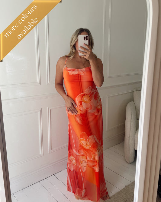 SUNSET FLORAL MAXI DRESS