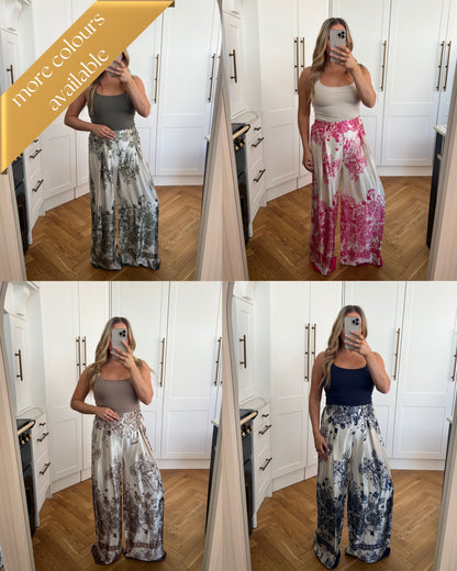 WIDE LEG SATIN TROUSERS