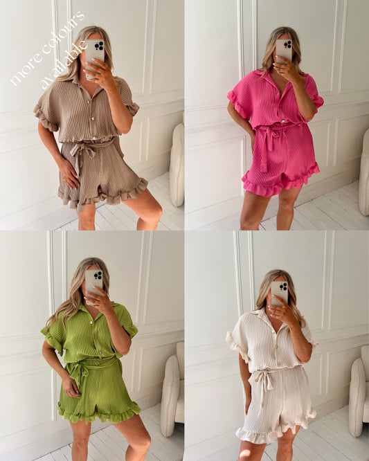 RUFFLE TRIM PLEATED PLAYSUIT