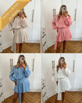 HIGH SHINE BELTED TUNIC DRESS