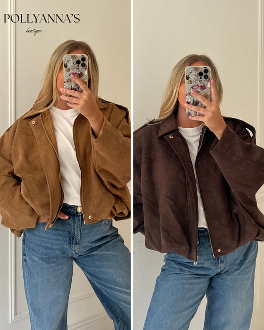 OVERSIZED SUEDE FEEL BOMBER JACKET